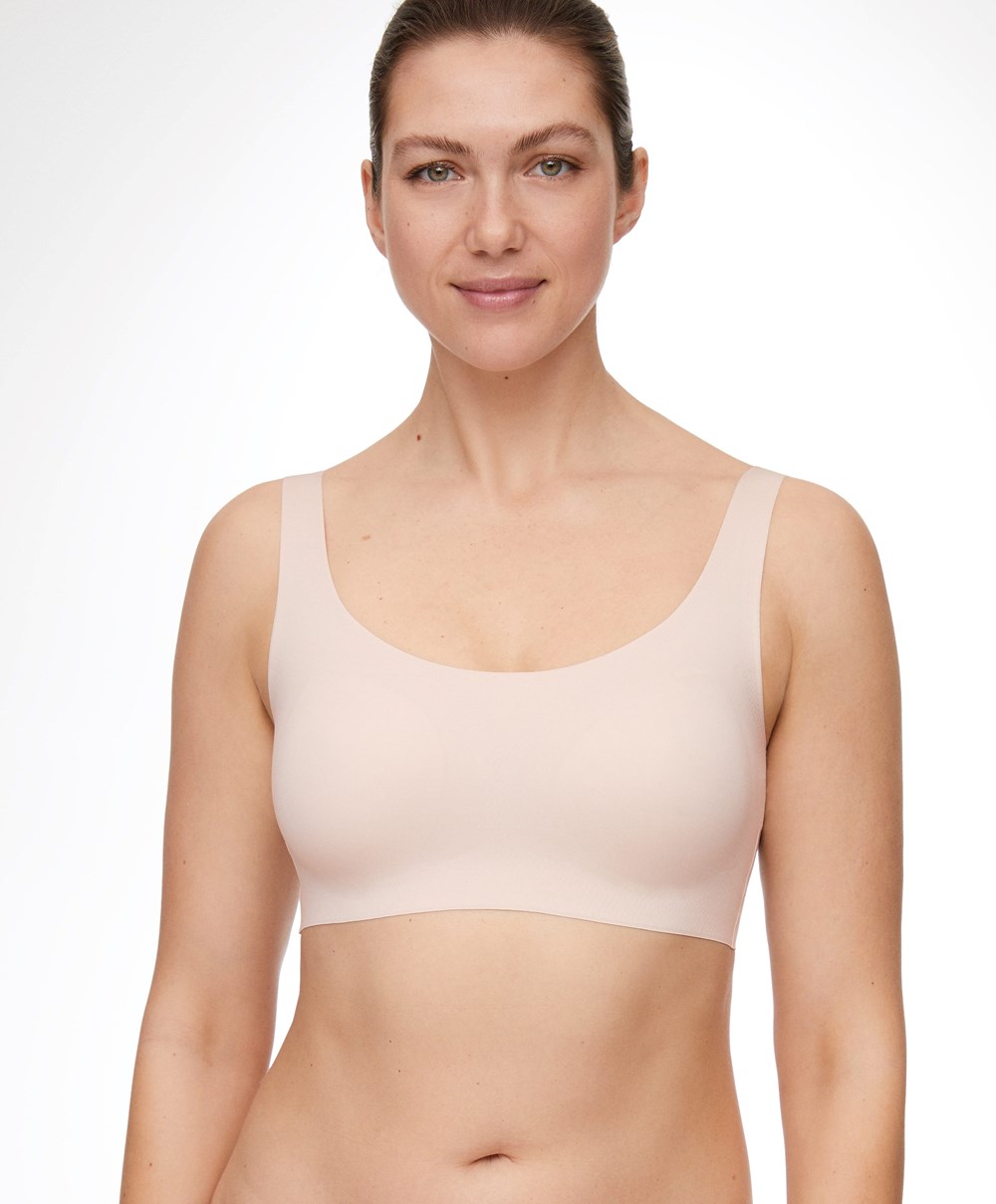 Oysho Laser-cut Invisible T-shirt Bra Top Almond | VYAO63425