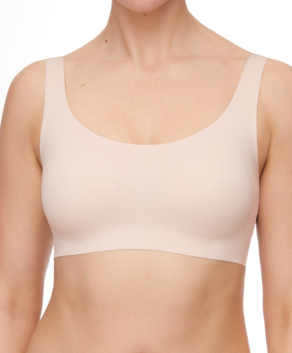 Oysho Laser-cut Invisible T-shirt Bra Top Almond | VYAO63425