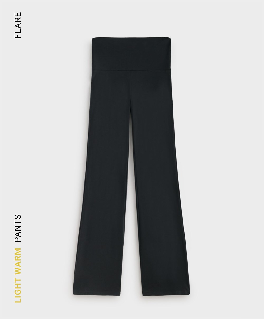 Oysho Light Warm Flare Trousers Svarte | HYDP07562