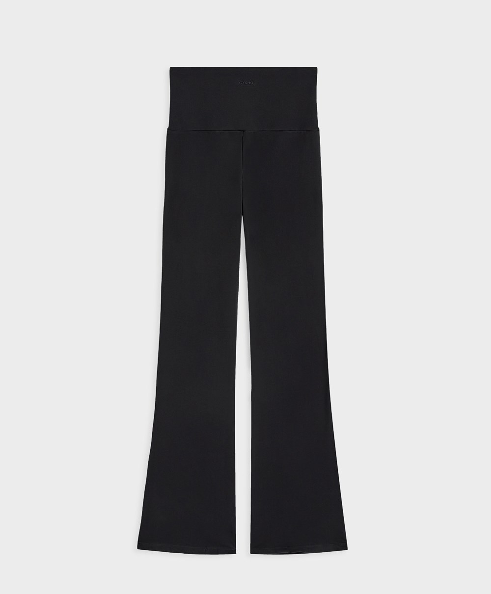 Oysho Light Warm Flare Trousers Svarte | HYDP07562