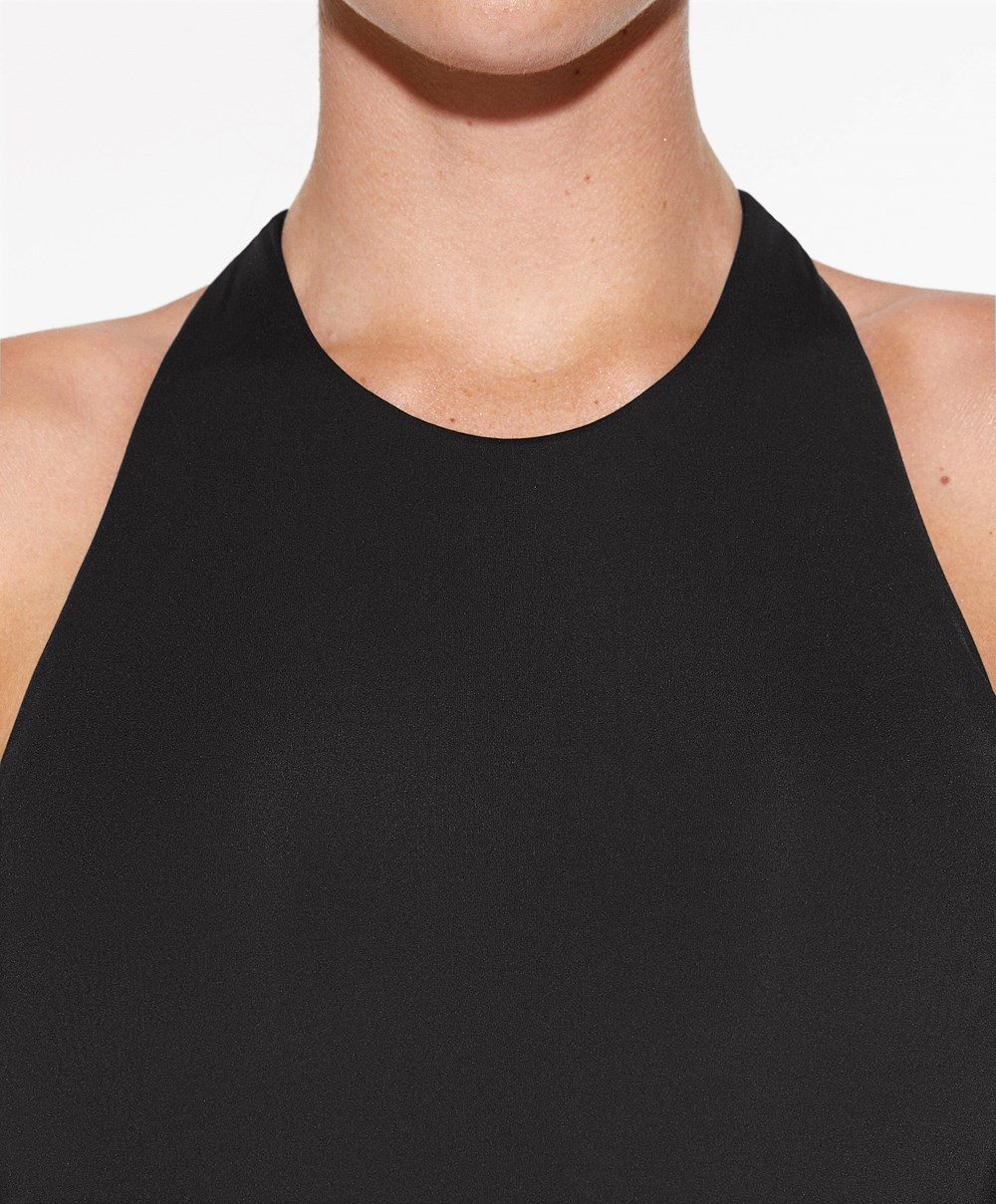 Oysho Light-touch Halter Kjoler Svarte | MBSE98276