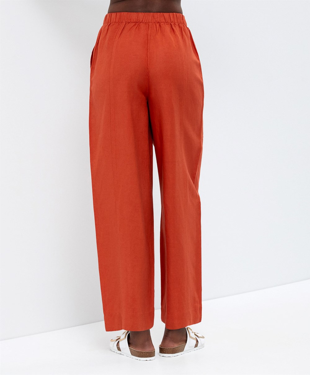 Oysho Linen Barrel Trousers Oransje | OKLS83574