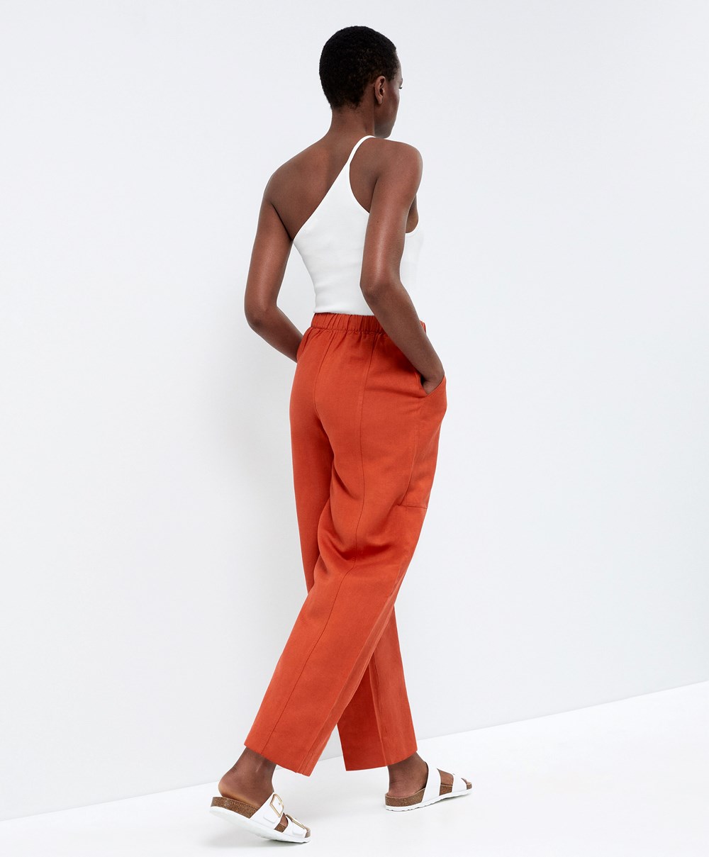 Oysho Linen Barrel Trousers Oransje | OKLS83574