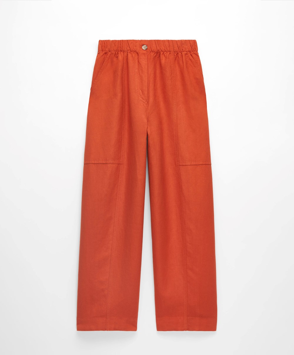 Oysho Linen Barrel Trousers Oransje | OKLS83574