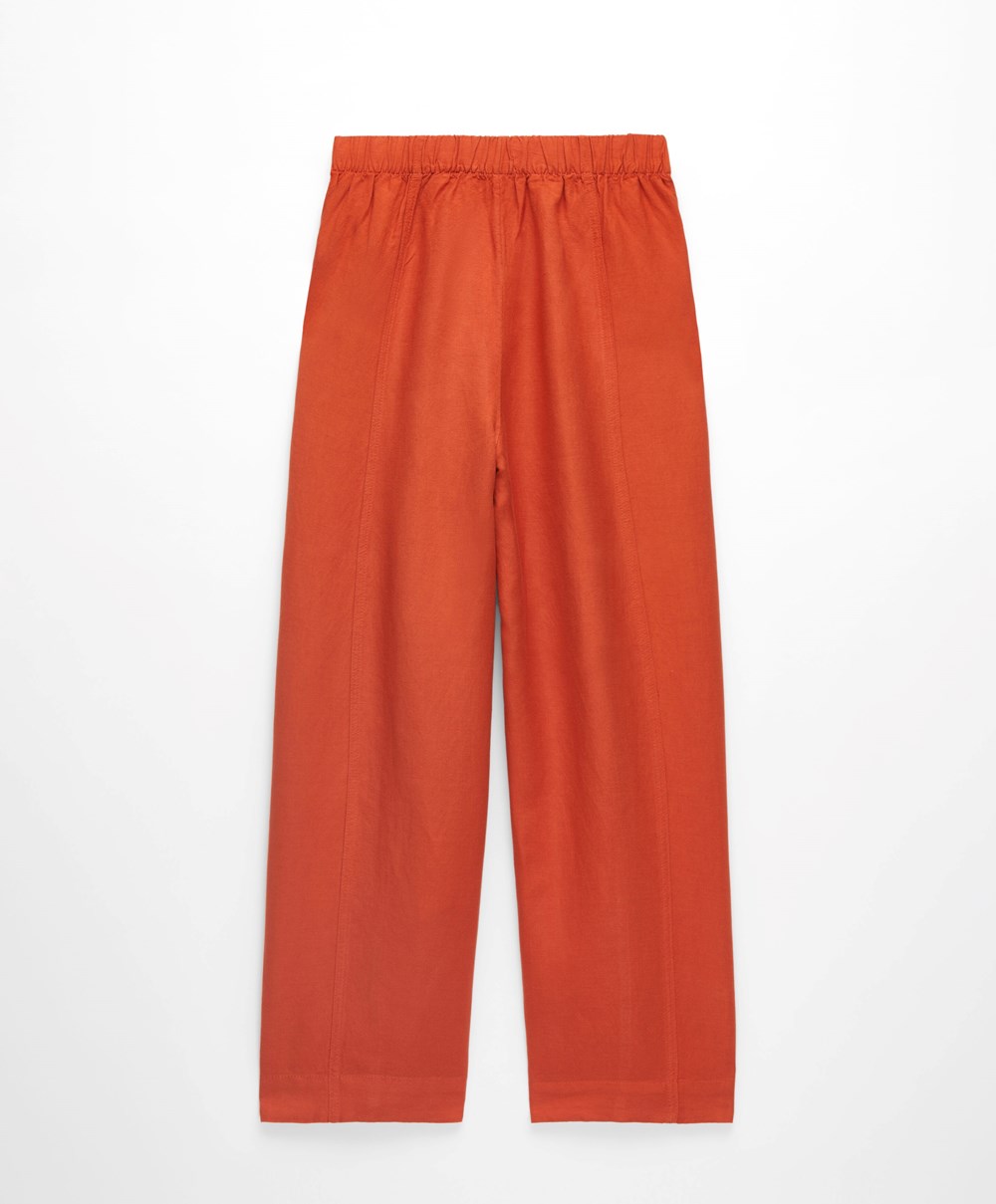 Oysho Linen Barrel Trousers Oransje | OKLS83574