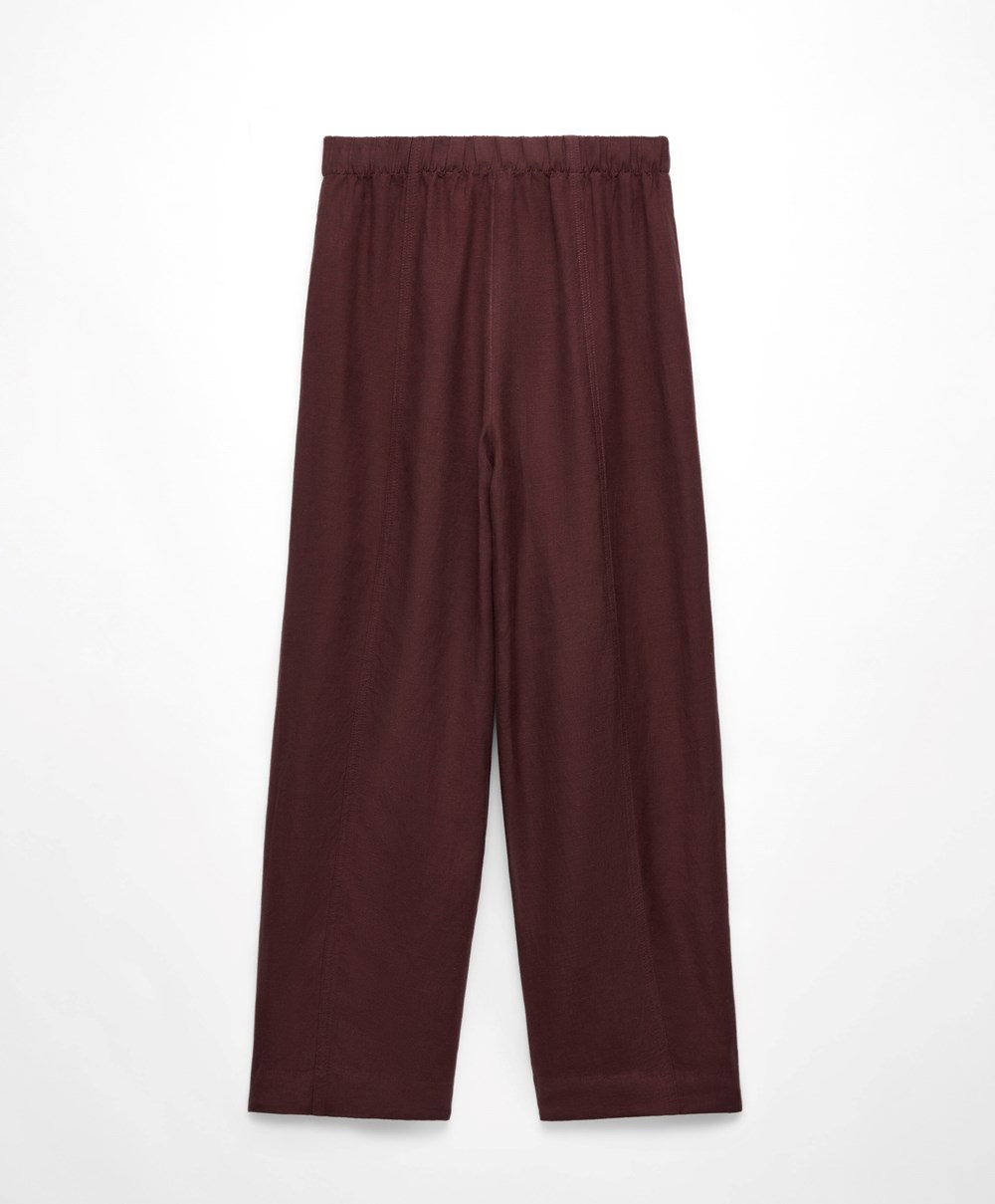 Oysho Linen Barrel Trousers Sjokolade | WAYF42398