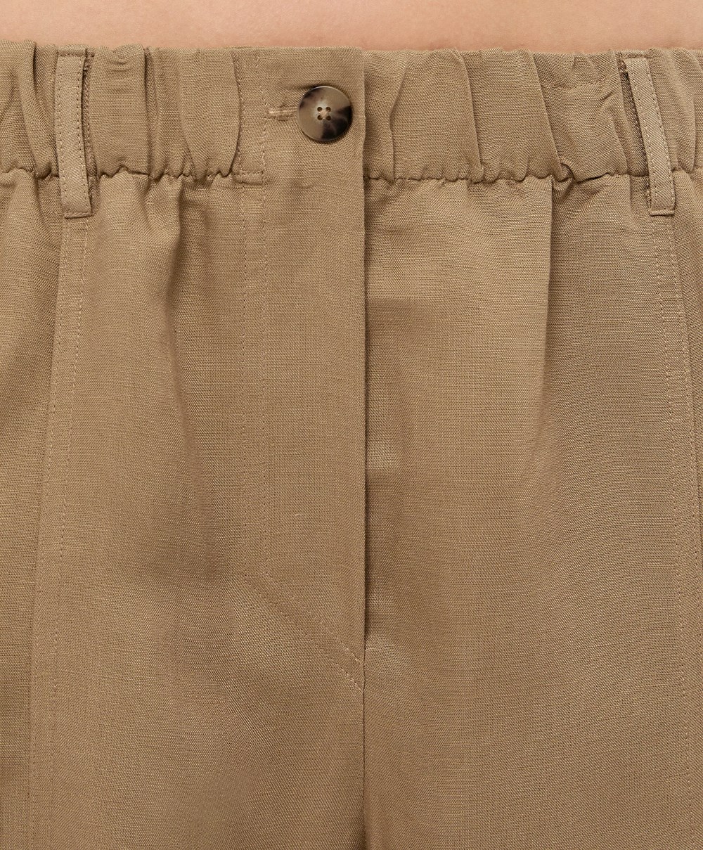 Oysho Linen Cargo Trousers Tan | UGIH18923