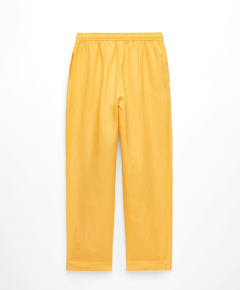 Oysho Linen Relaxed Fit Trousers Mid-yellow | ORDV97108