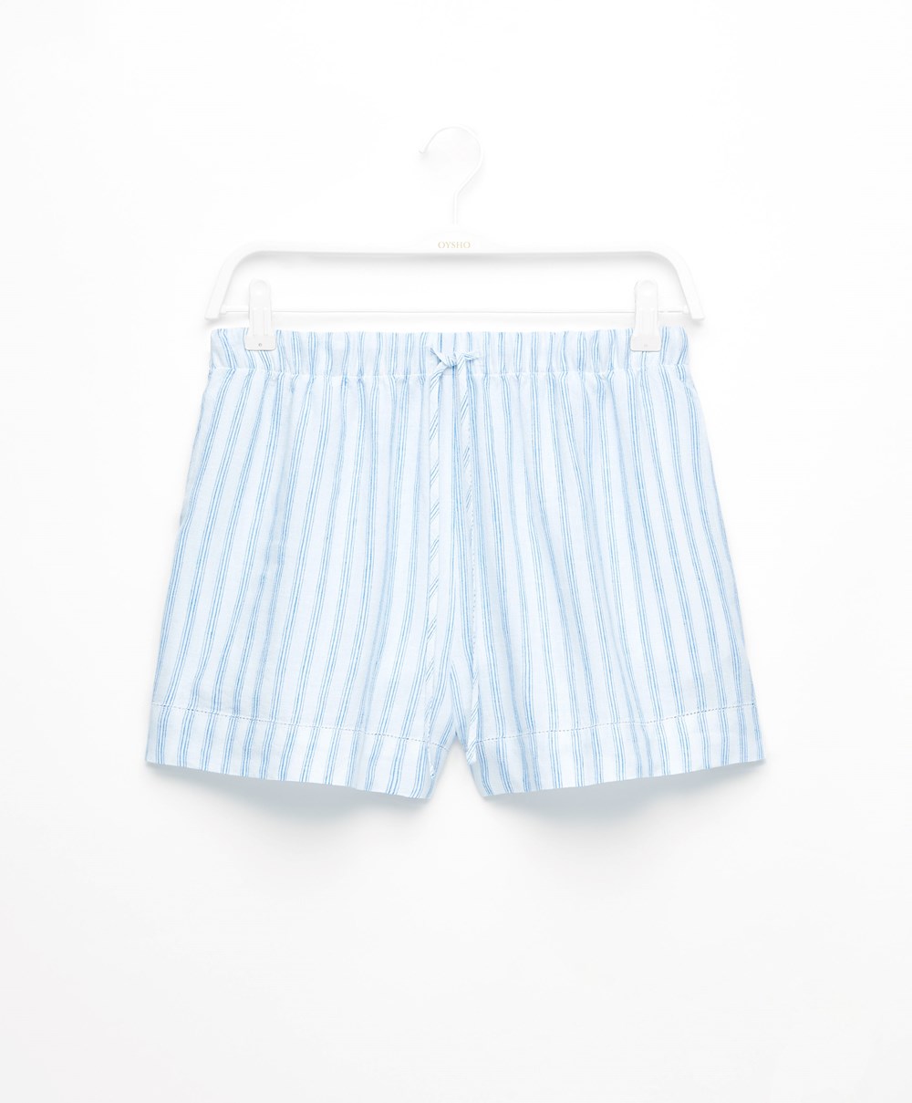 Oysho Linen Shorts Pale Ecru | EDNI78329