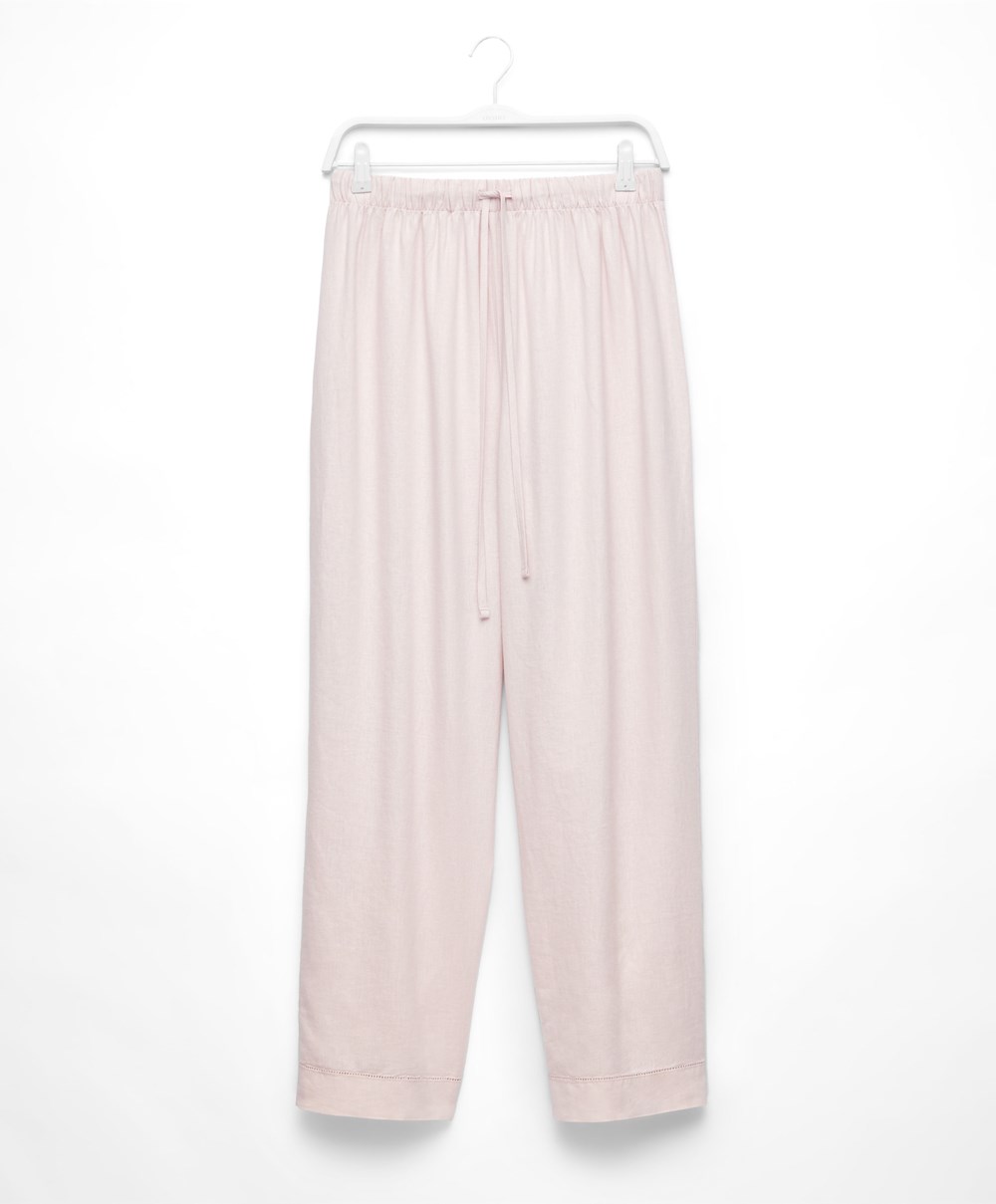 Oysho Linen Trousers Beige | EFBM79340