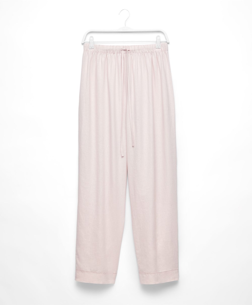 Oysho Linen Trousers Beige | FOMP72136