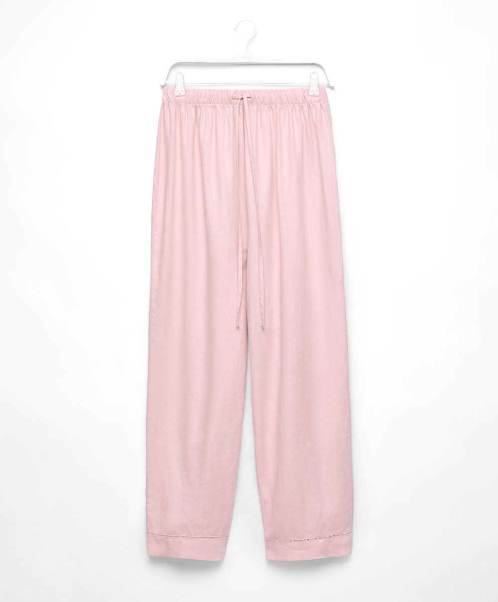 Oysho Linen Trousers Rosa | CIRA65378