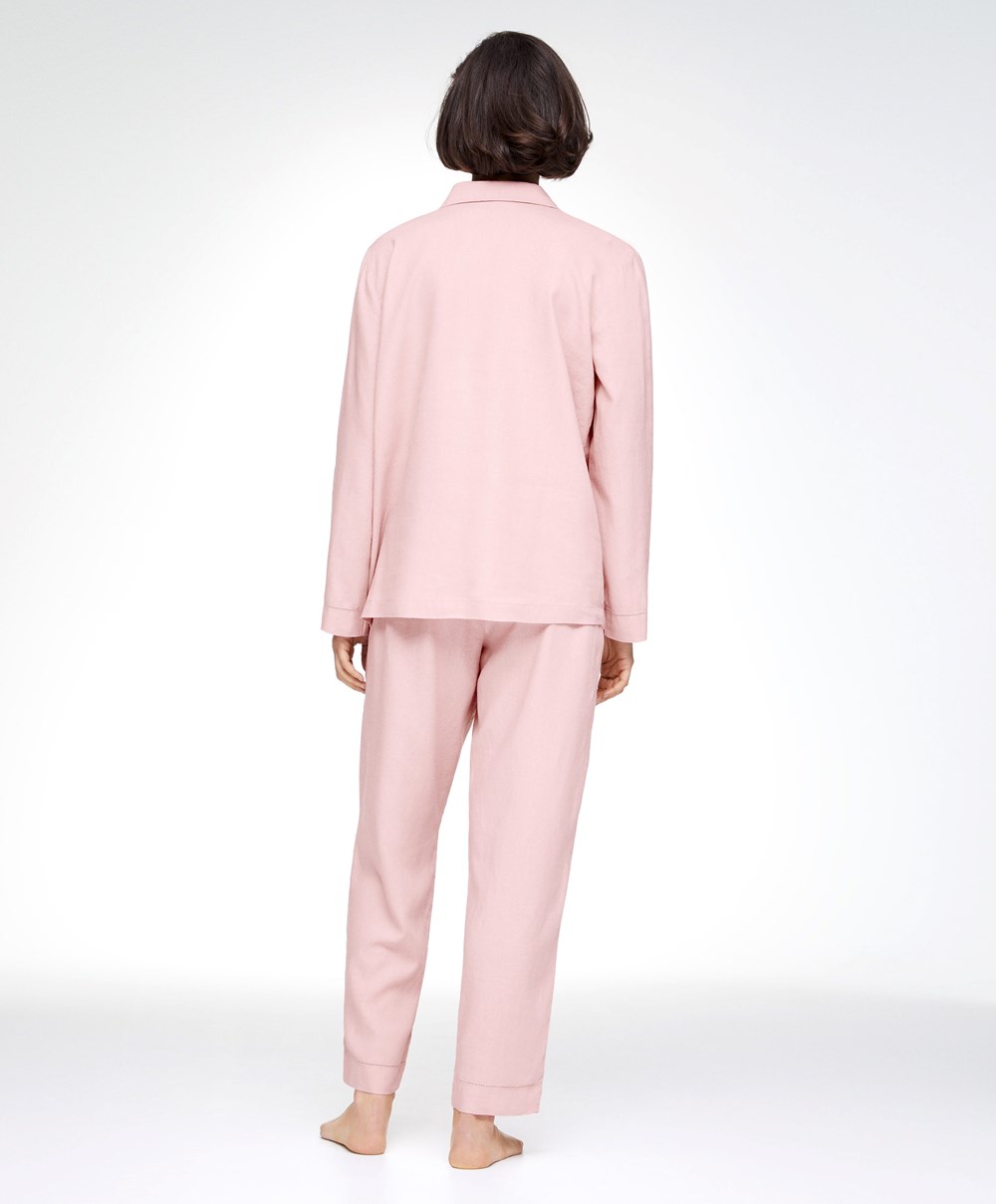 Oysho Linen Trousers Rosa | RGCT43251