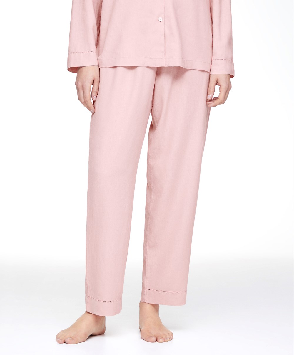 Oysho Linen Trousers Rosa | RGCT43251