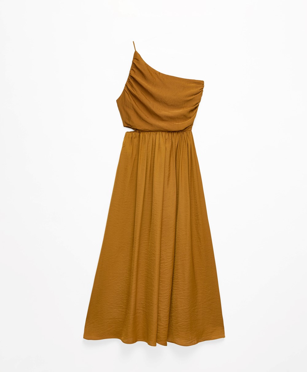 Oysho Long Asymmetric Kjoler With A Satin Finish Mørke | TKPC83650