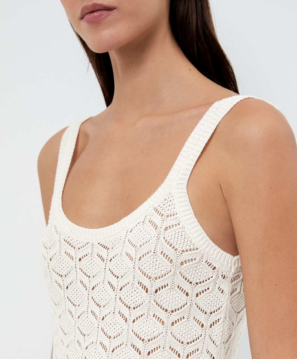 Oysho Long Bomull Crochet Kjoler Bone Whte | LKDR64297