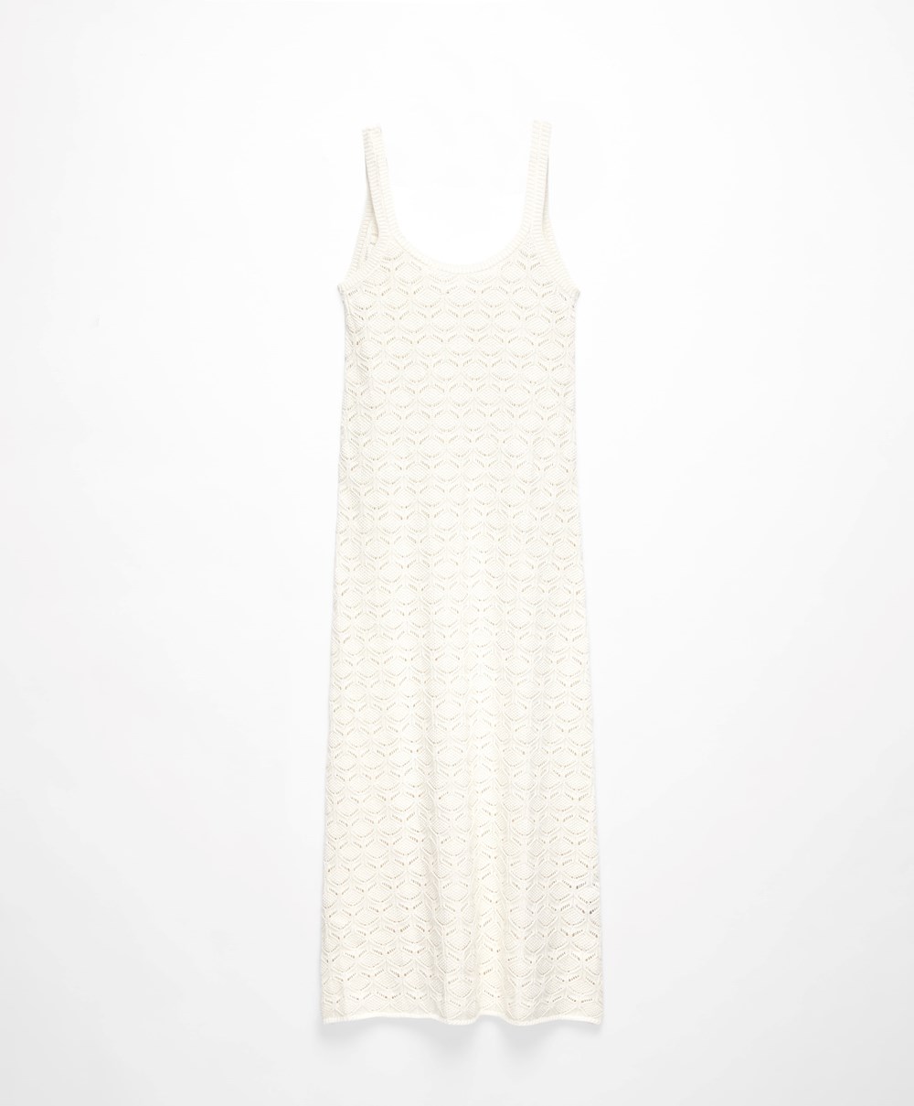 Oysho Long Bomull Crochet Kjoler Bone Whte | LKDR64297