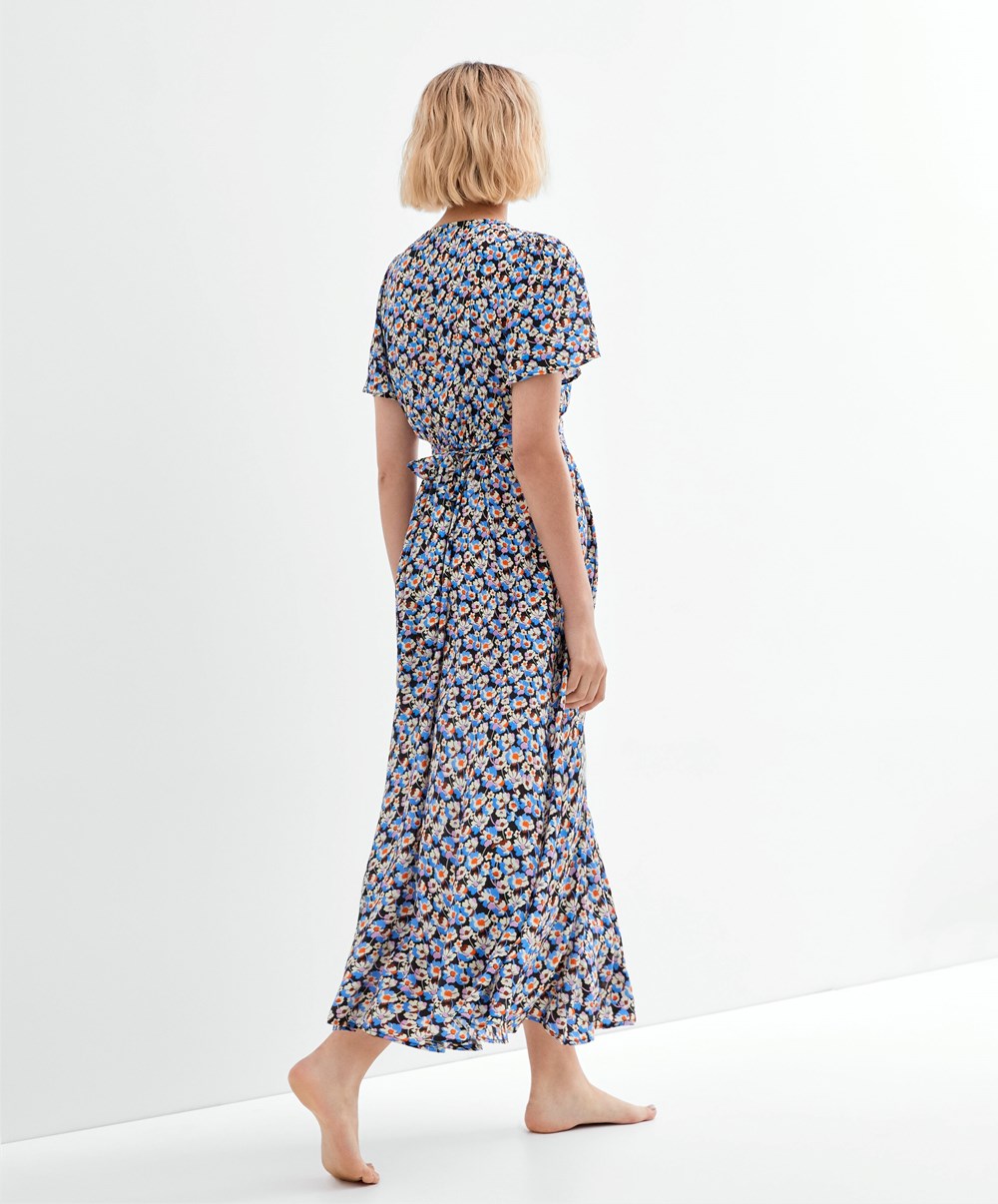 Oysho Long Floral Kjoler Blå | BJOW04952