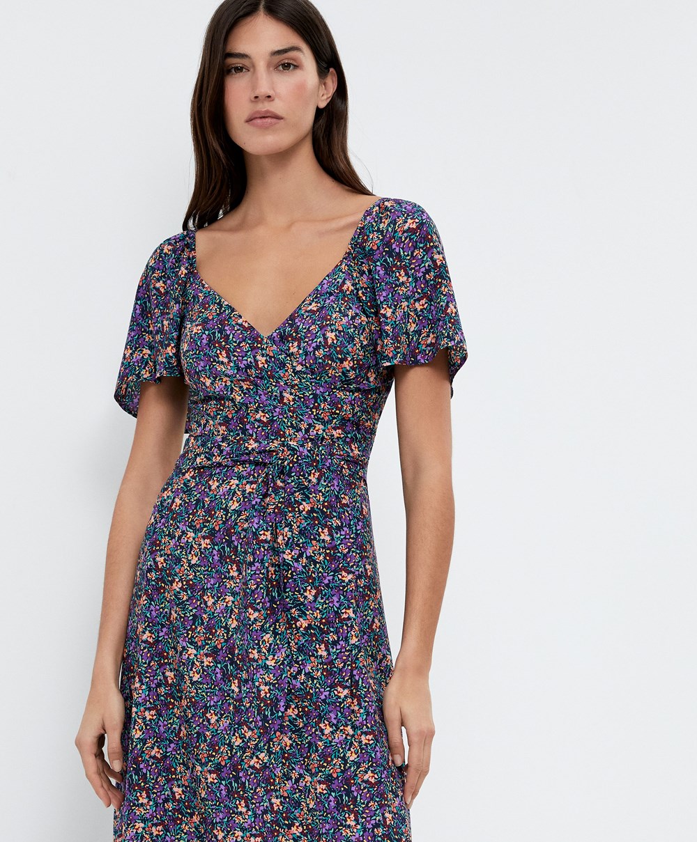 Oysho Long Floral Kjoler Plum | EUQT26901