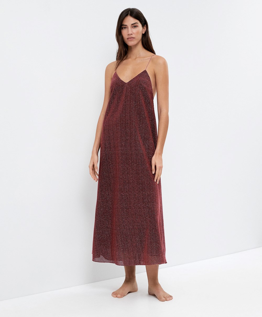 Oysho Long Metallic Thread Kjoler Rosa | NLDB38270