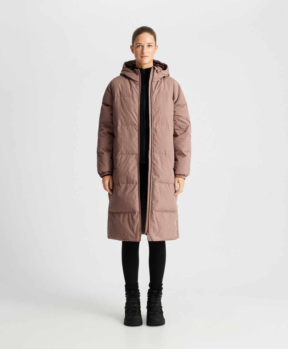 Oysho Long Polstret Flower Down® Jacket Brune | WKYR94230