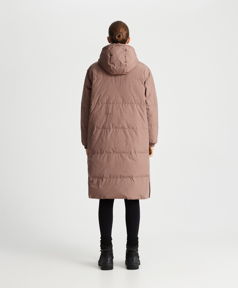 Oysho Long Polstret Flower Down® Jacket Brune | WKYR94230