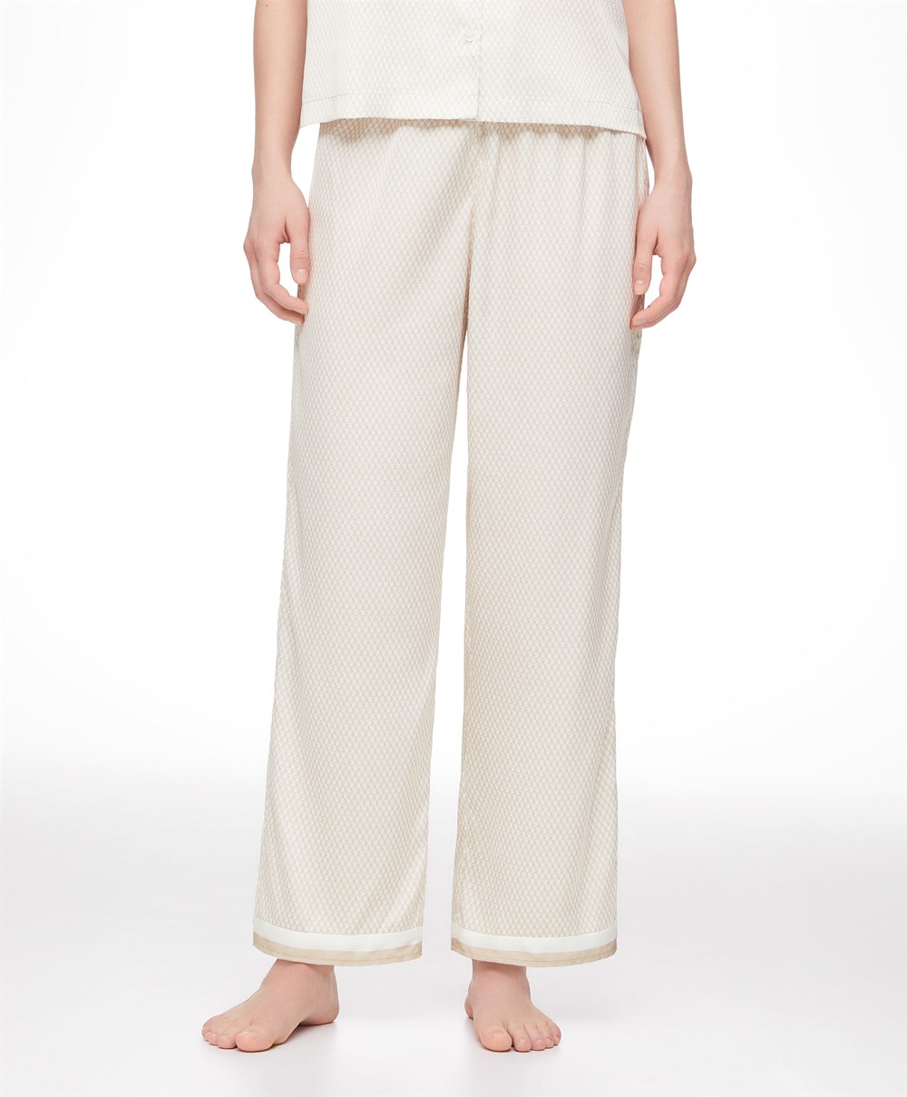 Oysho Long Satin Trousers Barley | HLJS06418