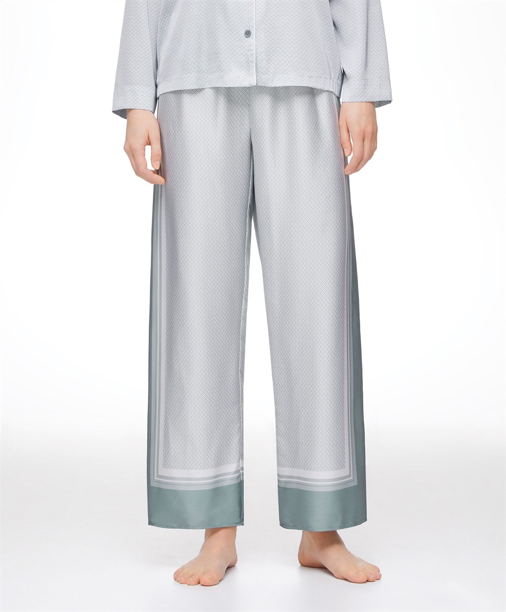 Oysho Long Satin Trousers Grønn | CHEV69473