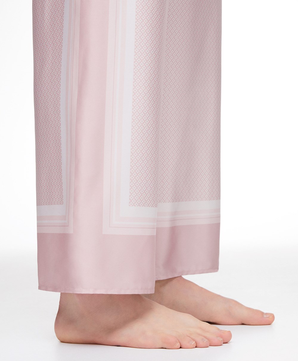 Oysho Long Satin Trousers Rosa | NXAR60752