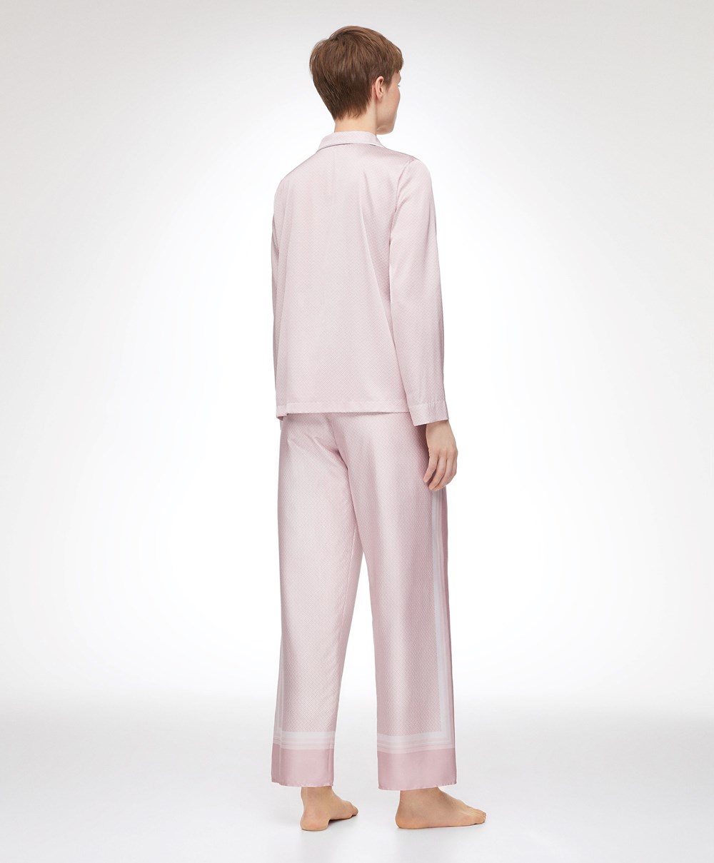 Oysho Long Satin Trousers Rosa | NXAR60752