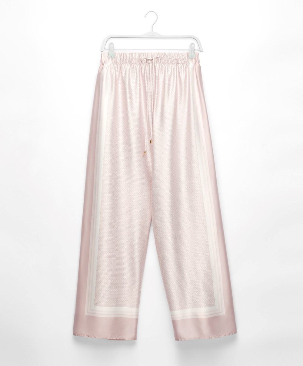 Oysho Long Satin Trousers Rosa | NXAR60752