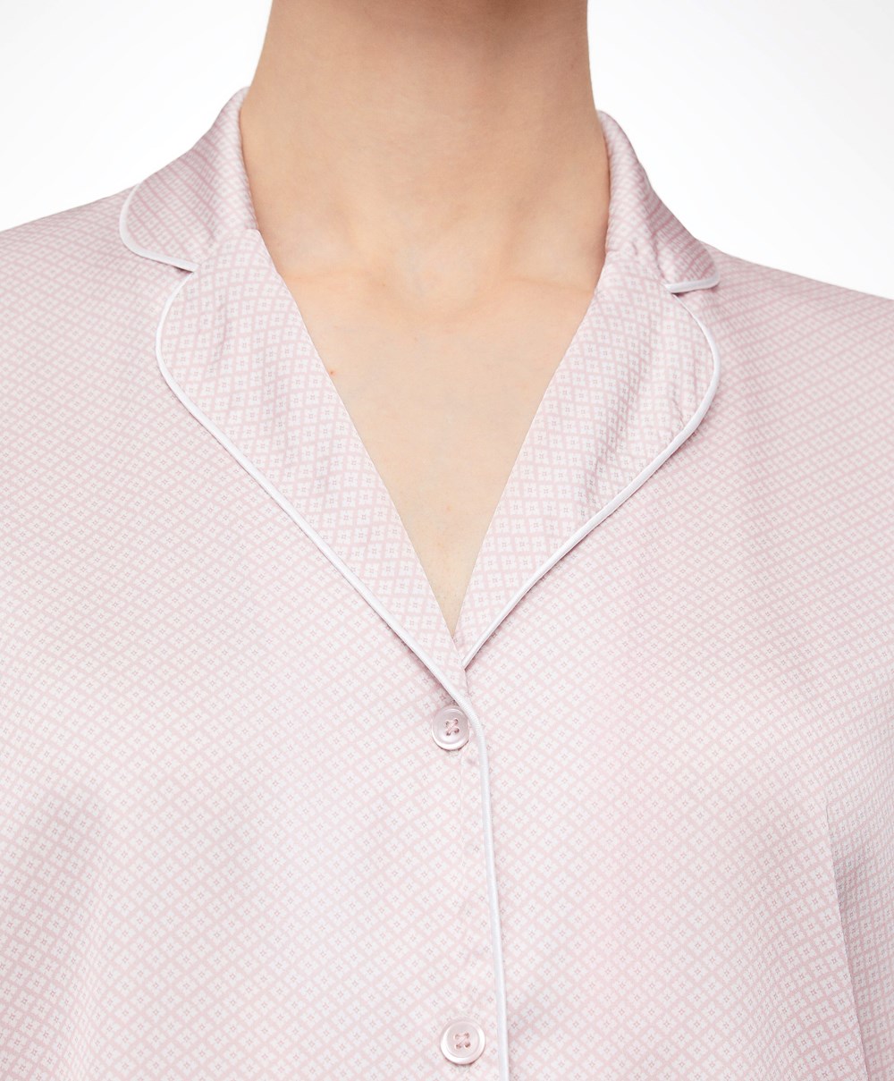 Oysho Long-sleeved Satin Shirt Rosa | MSTO75230