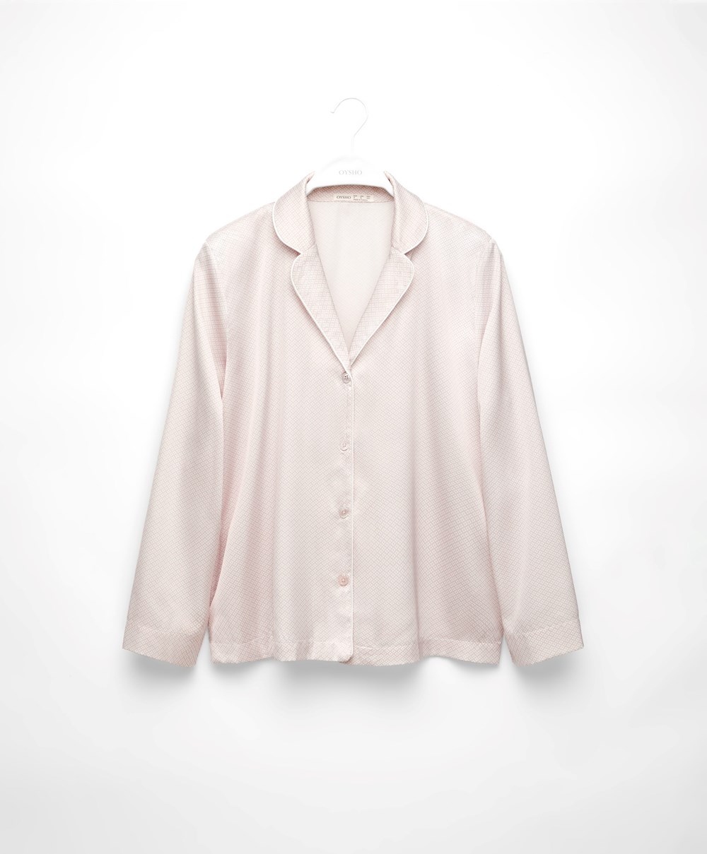 Oysho Long-sleeved Satin Shirt Rosa | MSTO75230