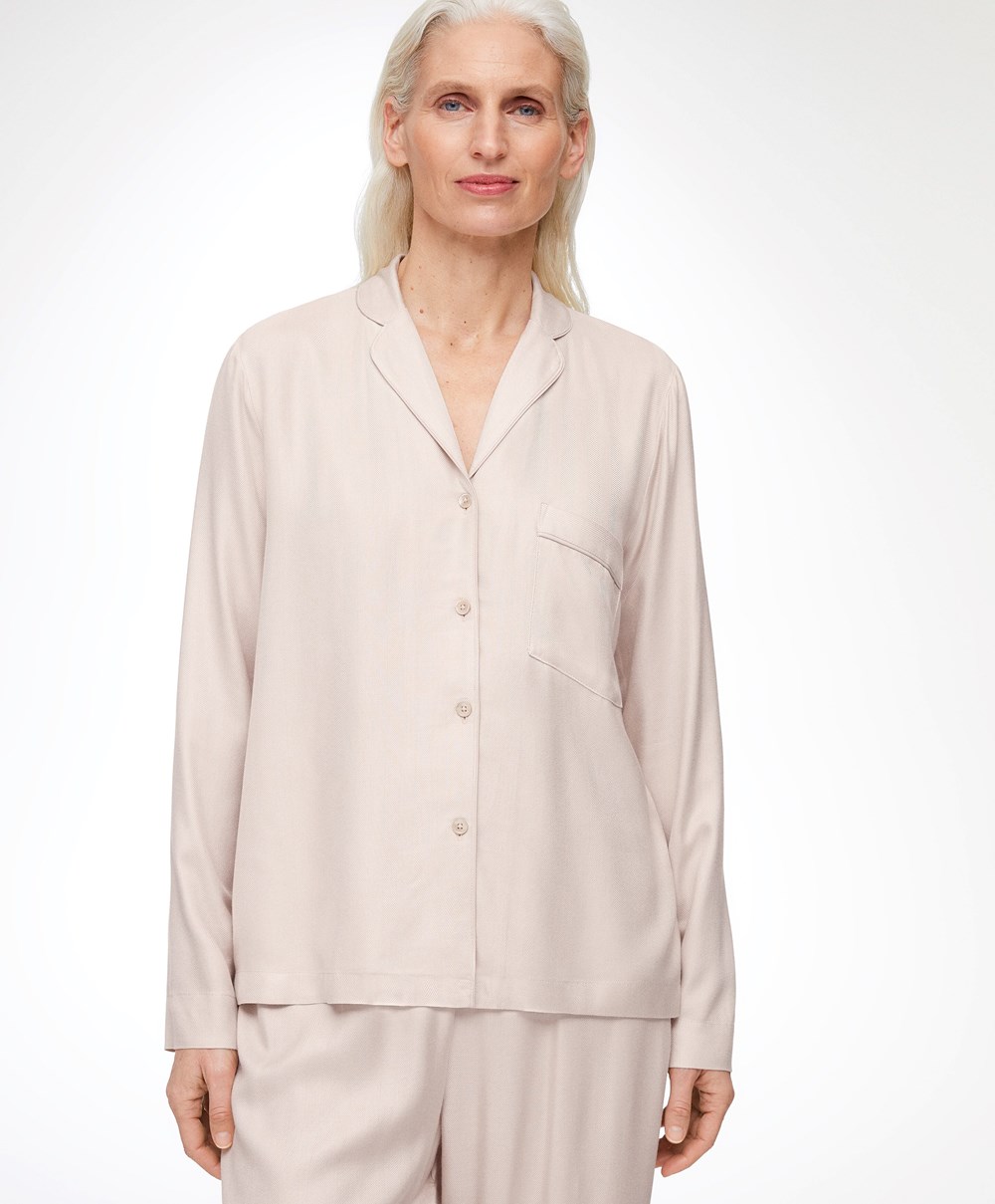 Oysho Long-sleeved Shirt With Piping Stone | OLSA48257