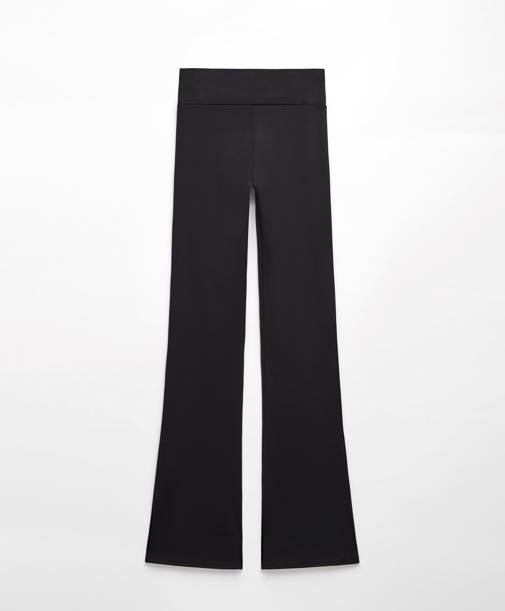 Oysho Low-rise Komfort Flare Trousers Svarte | XWAS09376