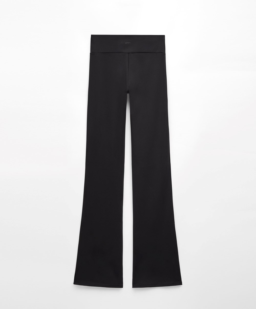 Oysho Low-rise Komfort Flare Trousers Svarte | XWAS09376