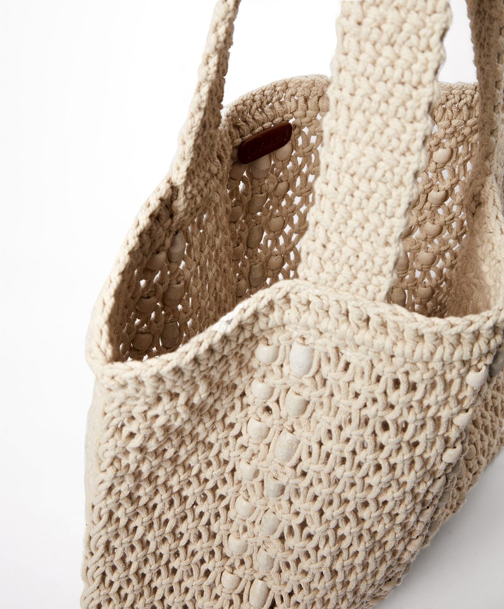 Oysho Macramé Tote Bag Natural | GEPA25031