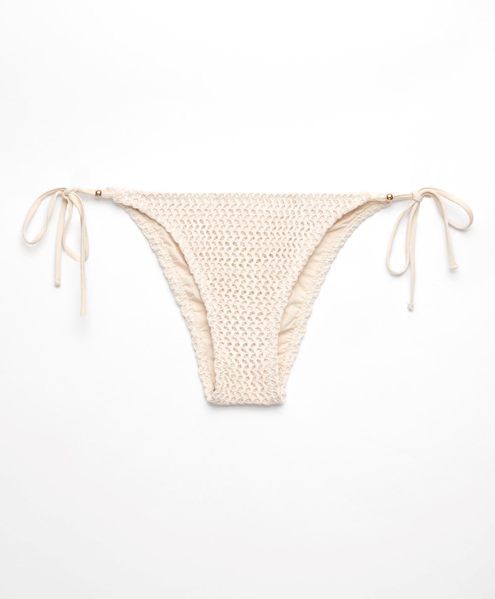 Oysho Medium-coverage Crochet Bikini Briefs With Ties Natural | SOHV95481