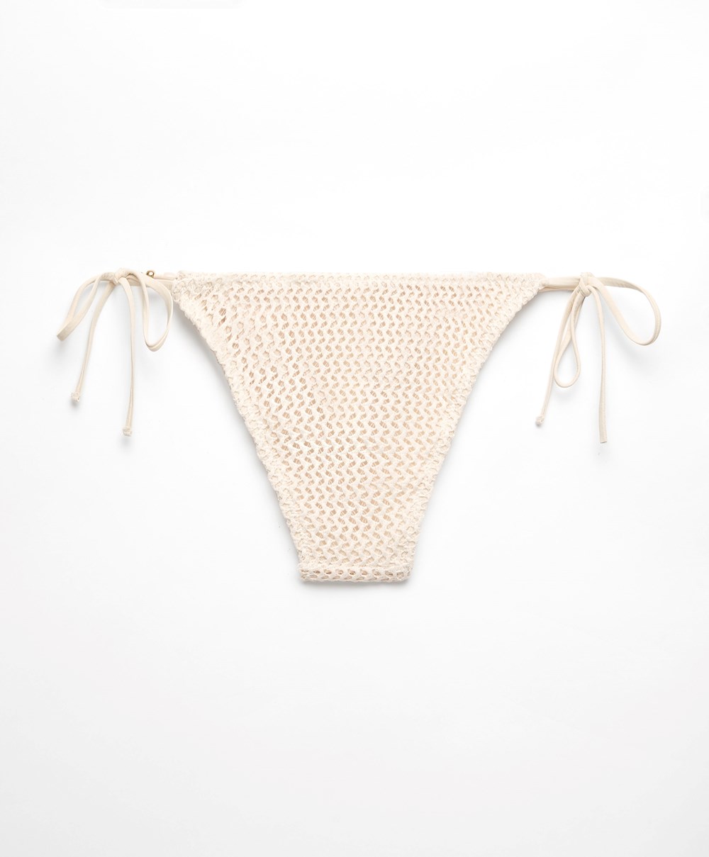 Oysho Medium-coverage Crochet Bikini Briefs With Ties Natural | SOHV95481