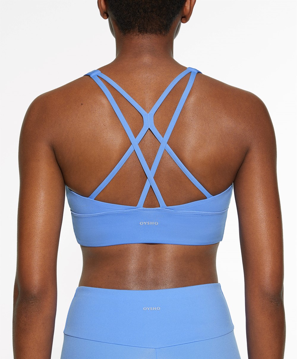 Oysho Medium-support Sports Bra With Cups Lavendel | LOXZ84315