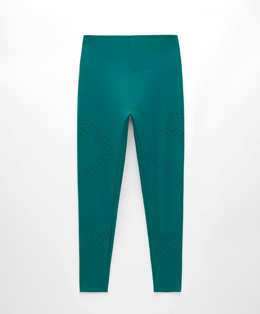 Oysho Microperforated 65cm Compressive Leggings Grønn | FTIM46395