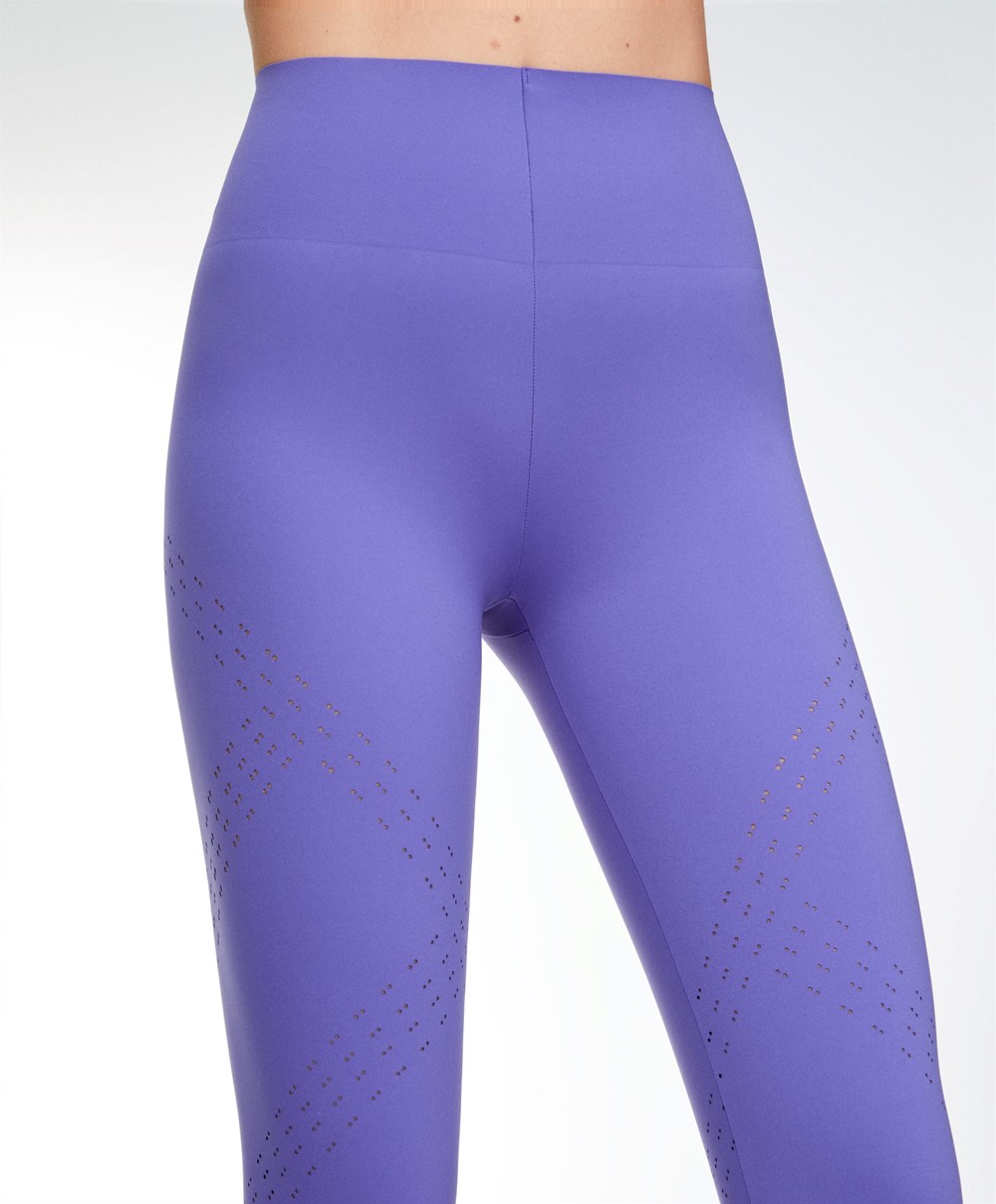 Oysho Microperforated 65cm Compressive Leggings Violet | KFNY51740