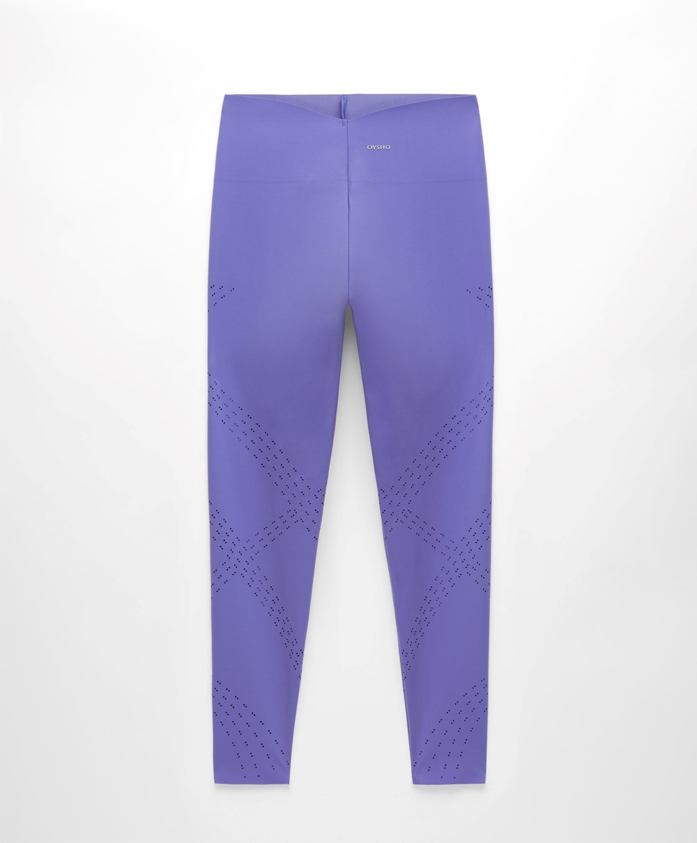 Oysho Microperforated 65cm Compressive Leggings Violet | KFNY51740