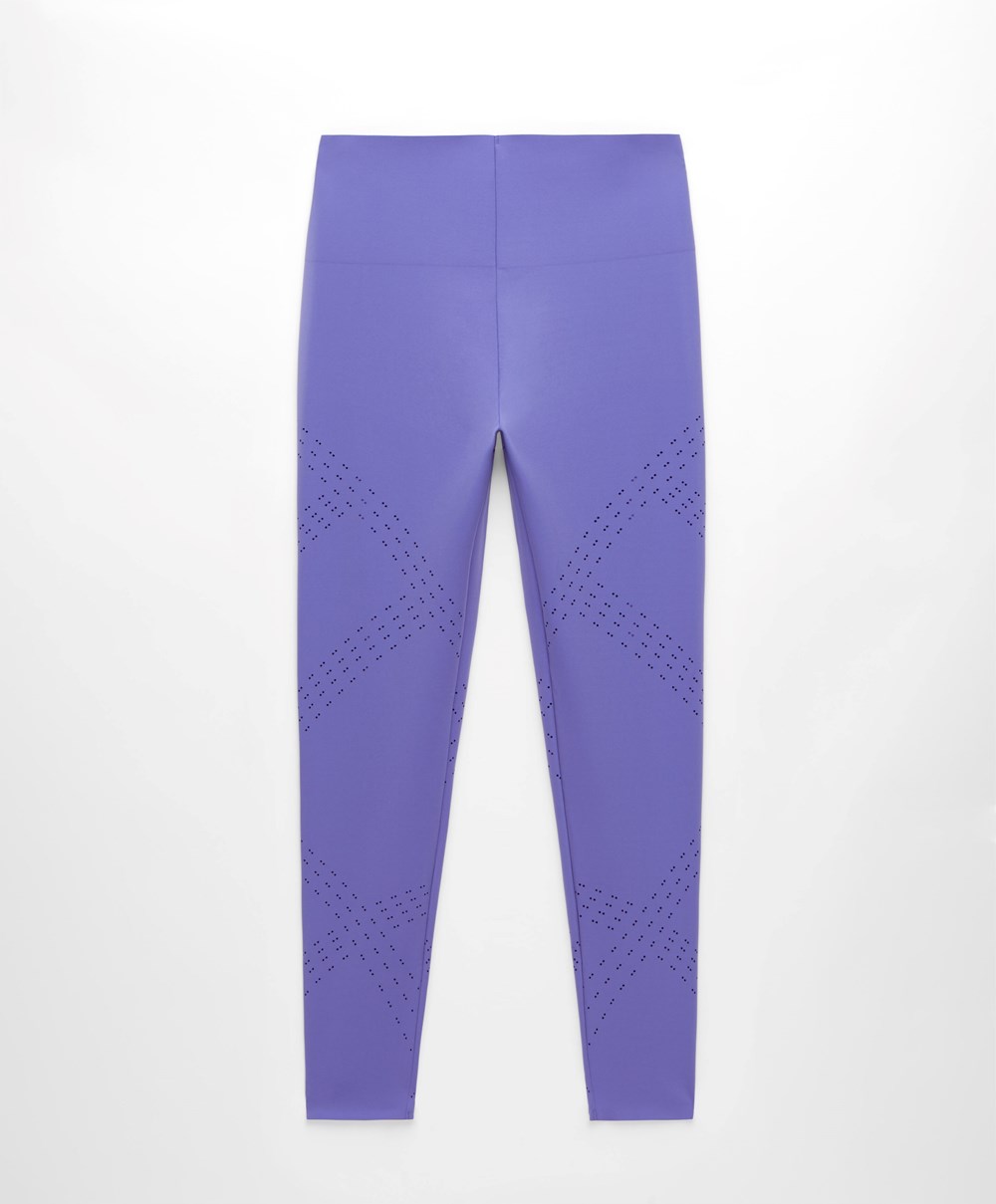 Oysho Microperforated 65cm Compressive Leggings Violet | KFNY51740