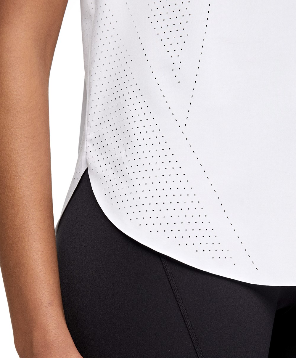 Oysho Microperforated Kort-sleeved Technical T-shirt Hvite | CWQG73290