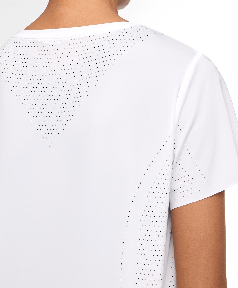 Oysho Microperforated Kort-sleeved Technical T-shirt Hvite | CWQG73290