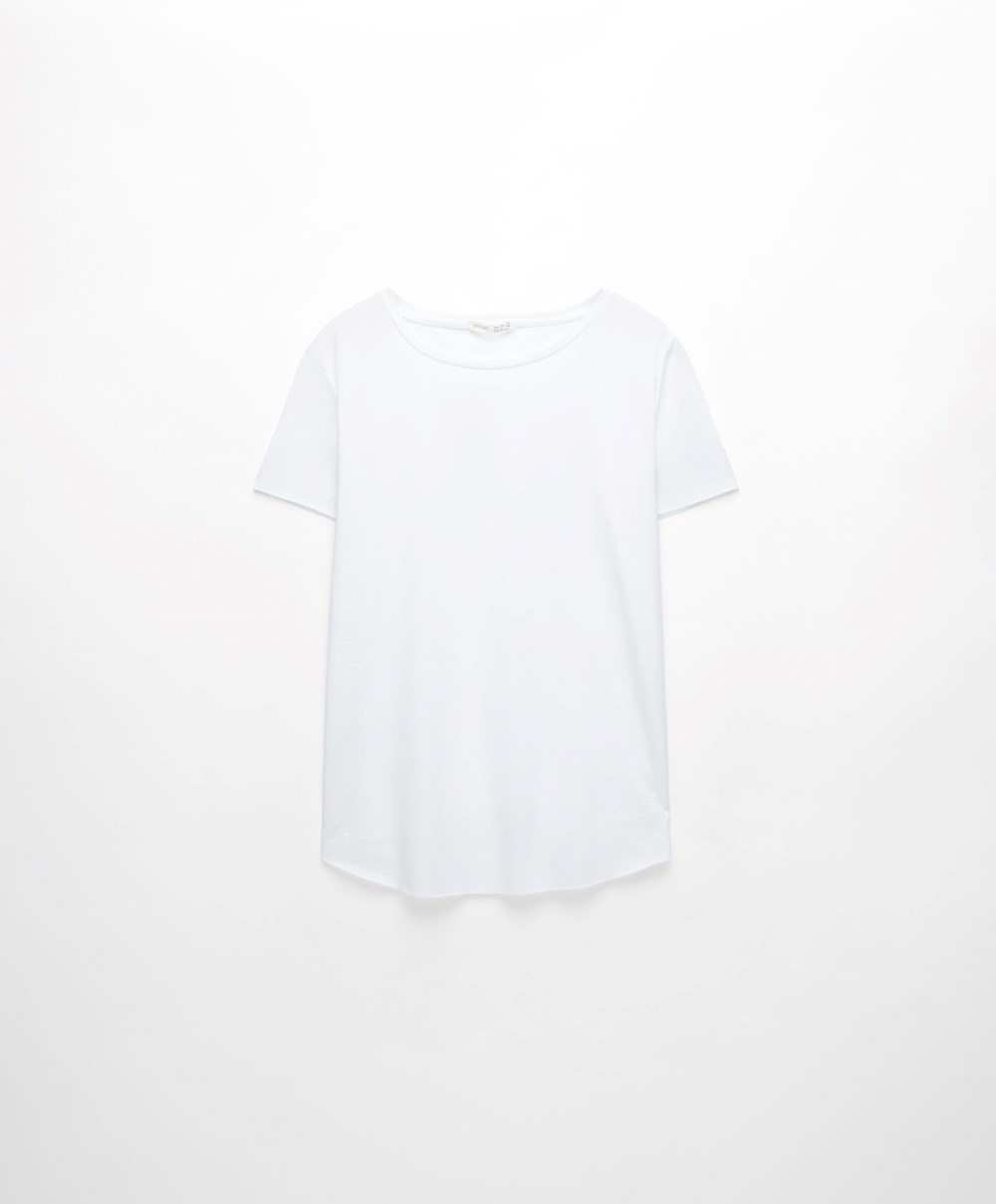 Oysho Microperforated Kort-sleeved Technical T-shirt Hvite | CWQG73290