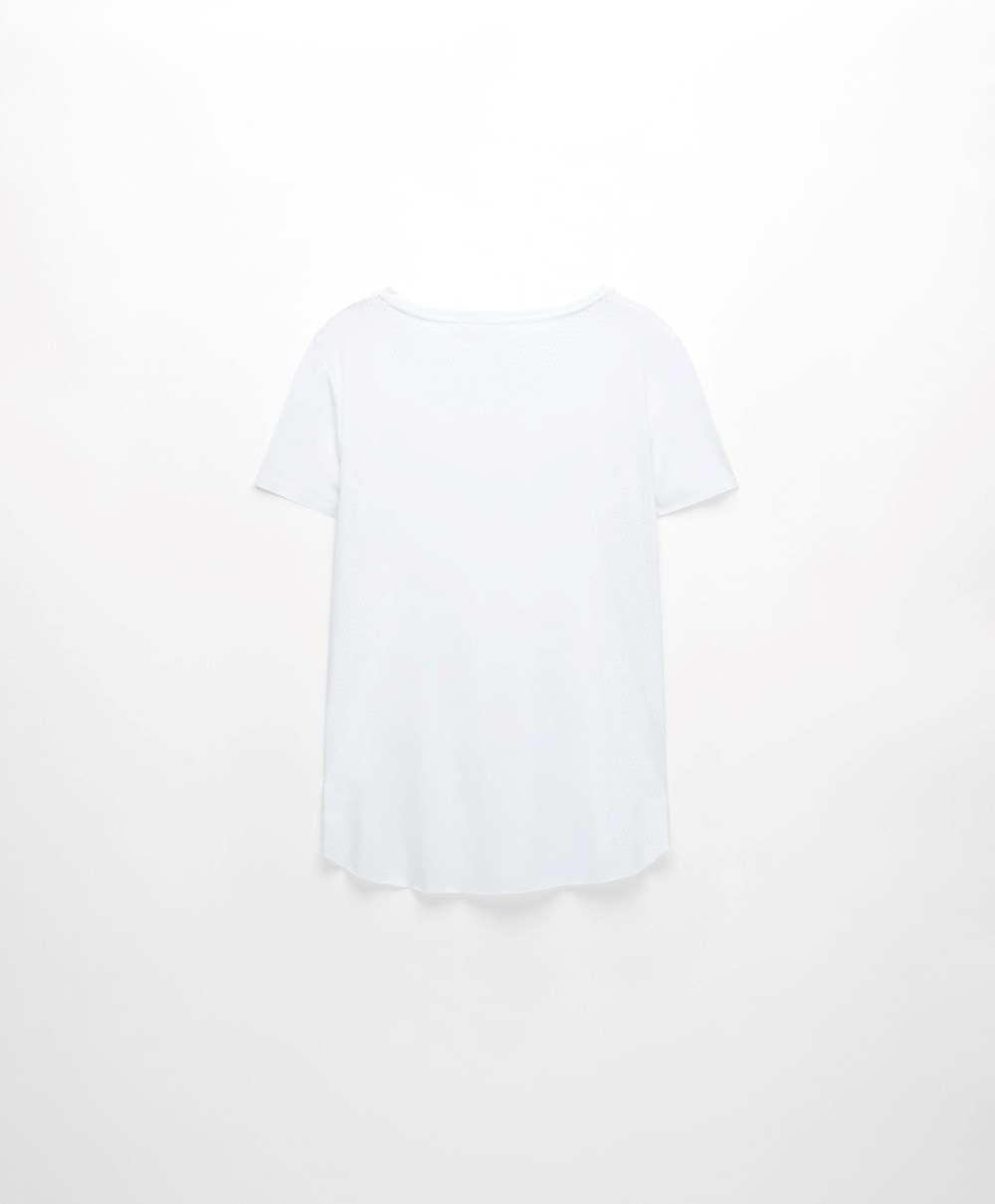 Oysho Microperforated Kort-sleeved Technical T-shirt Hvite | CWQG73290