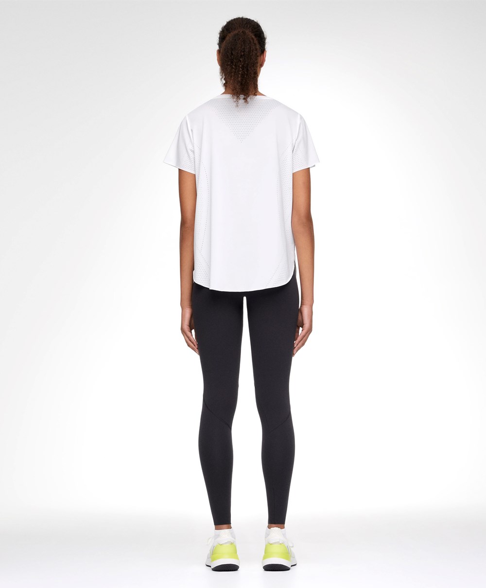 Oysho Microperforated Kort-sleeved Technical T-shirt Hvite | CWQG73290