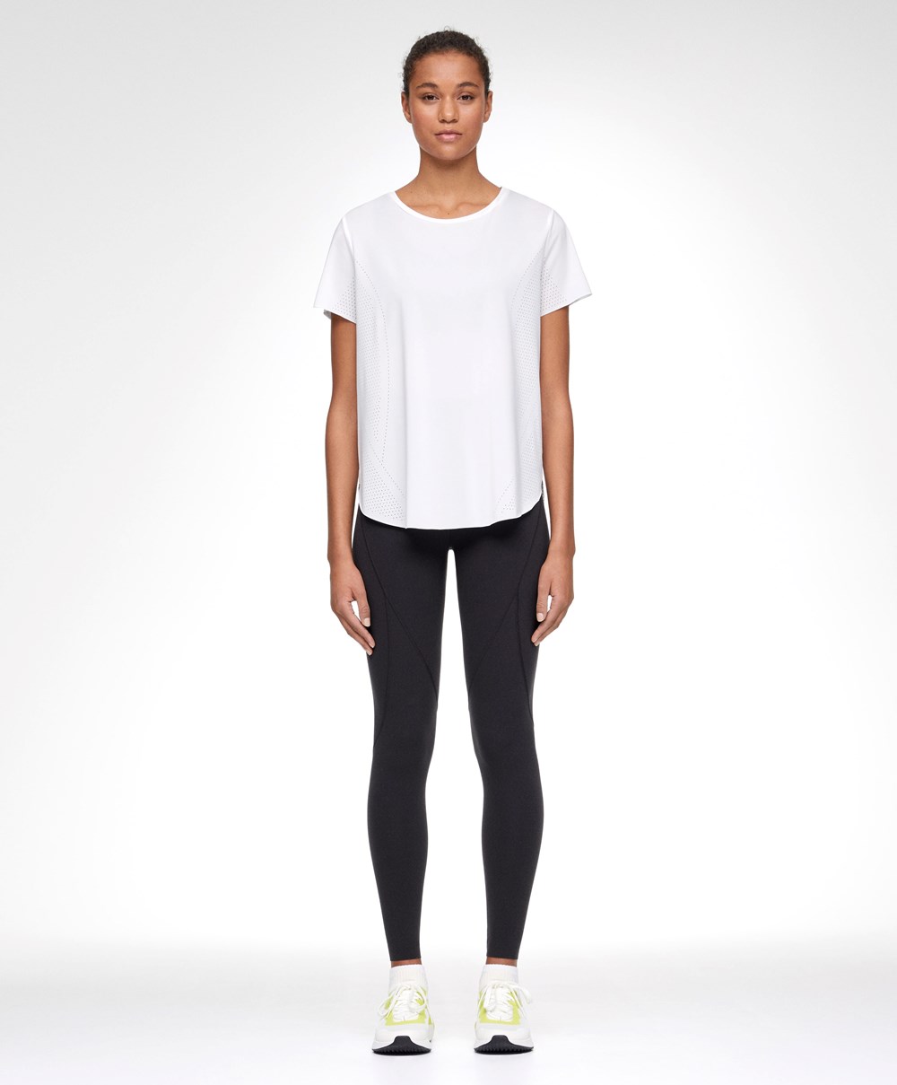 Oysho Microperforated Kort-sleeved Technical T-shirt Hvite | CWQG73290